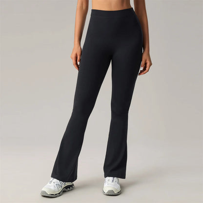 V Back High Waist Bell-bottoms Women Flare Leggings Quick Dry Sports Wide Leg Pants Exercise Trousers Running Yoga Gym Leggings