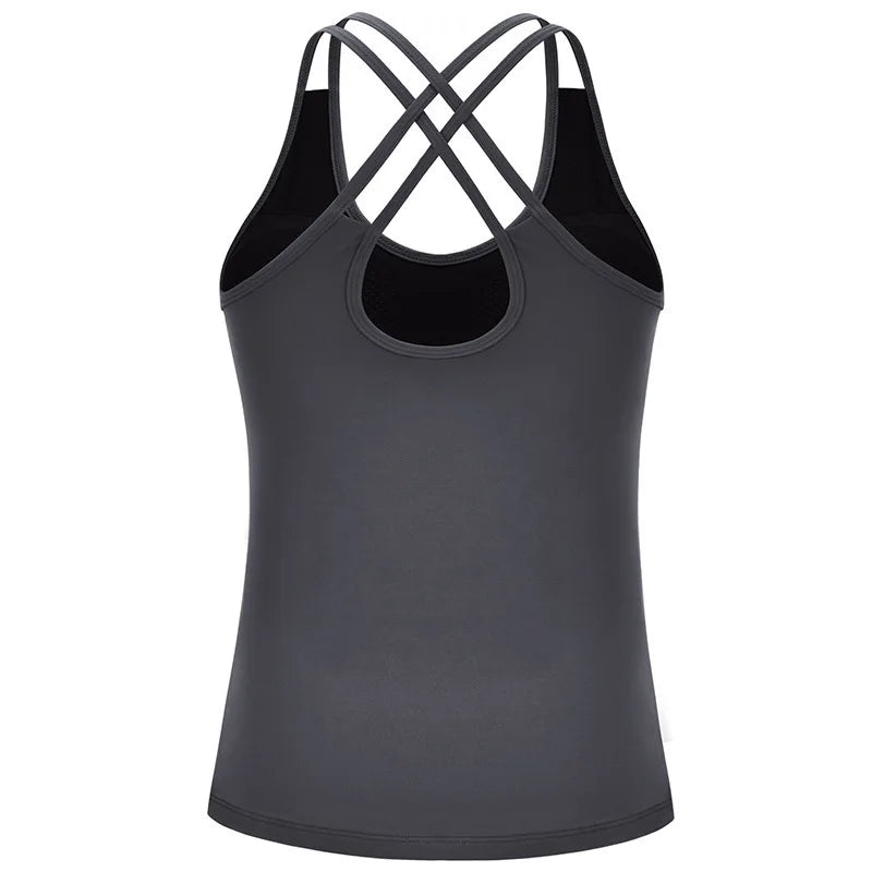 Women's Tank Workout Tops Sports Wear For Women Gym T-shirt Open Back Yoga Top Sport Blouses Woman Fitness Shirt Female Vest
