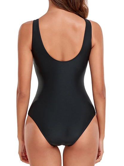 Solid Women One Piece Hollow Out Deep V Swimwear Female Backless Beachwear Bathers Bathing Swimming Swim Suit