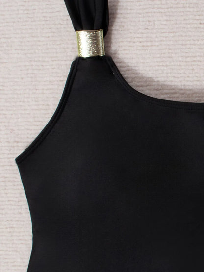 Metal Linked Strappy Tankini Two Pieces Swimwear Women Triangle Swimsuit Female Bathers Bathing Swimming Suit Beachwear