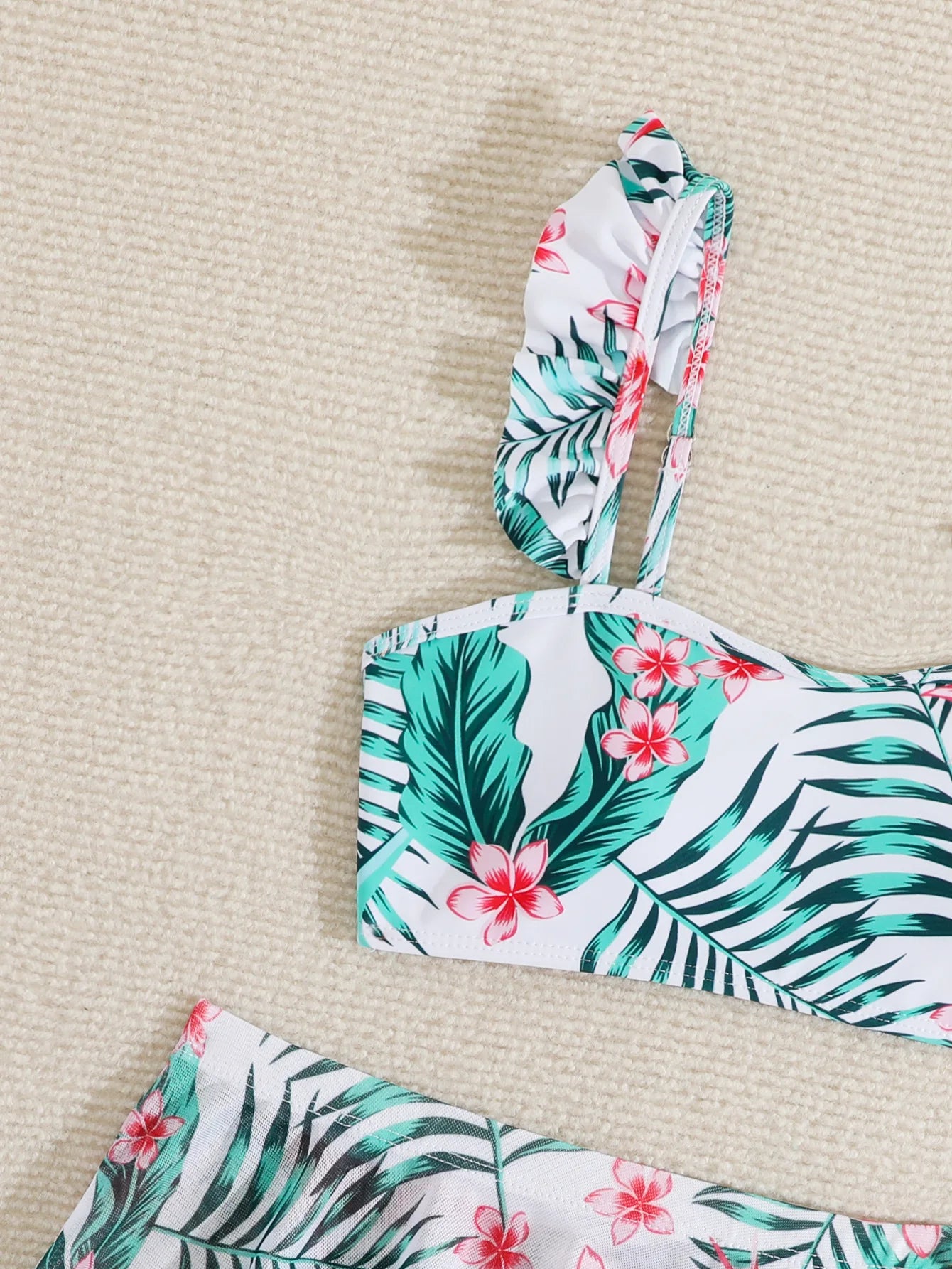 Girls 3 piece Floral Print Bikini Sets Kids Swimsuit & skirts 7-12 Years Children's Swimwear Teens Girl Ruffle Bathing Suit