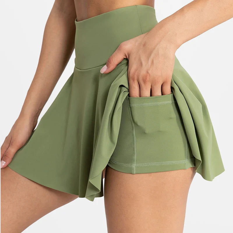 Women's High-Waisted Pleated Tennis Skort with Pocket