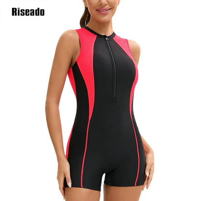 Riseado Female One Piece Korean Swimsuit abdomen control with Shorts Boyshort Sport Bathing Suit
