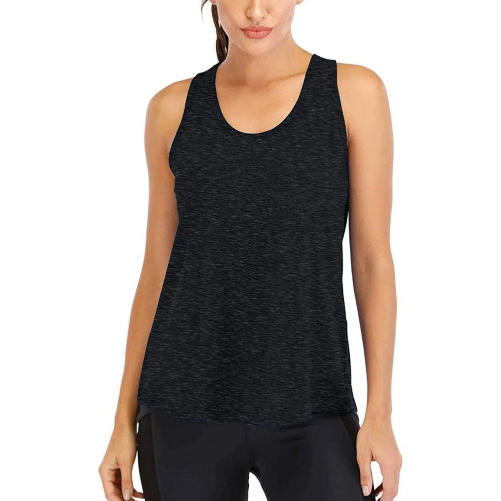 Summer Quick-dry Yoga Fitness Tank Top For Women Solid Color Soft Breathable Racerback Sleeveless Loose Fit Casual Sports Vest