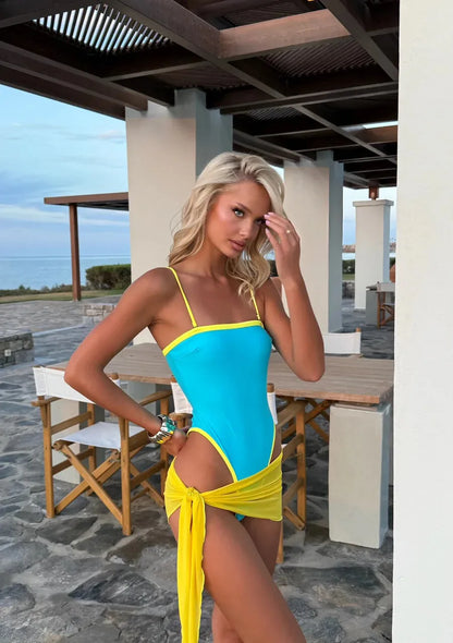 Color matching High Quality One Piece Swimsuit And Skirt Tube Top Suspenders Women Bikini Set Swimwear Bathing Suit