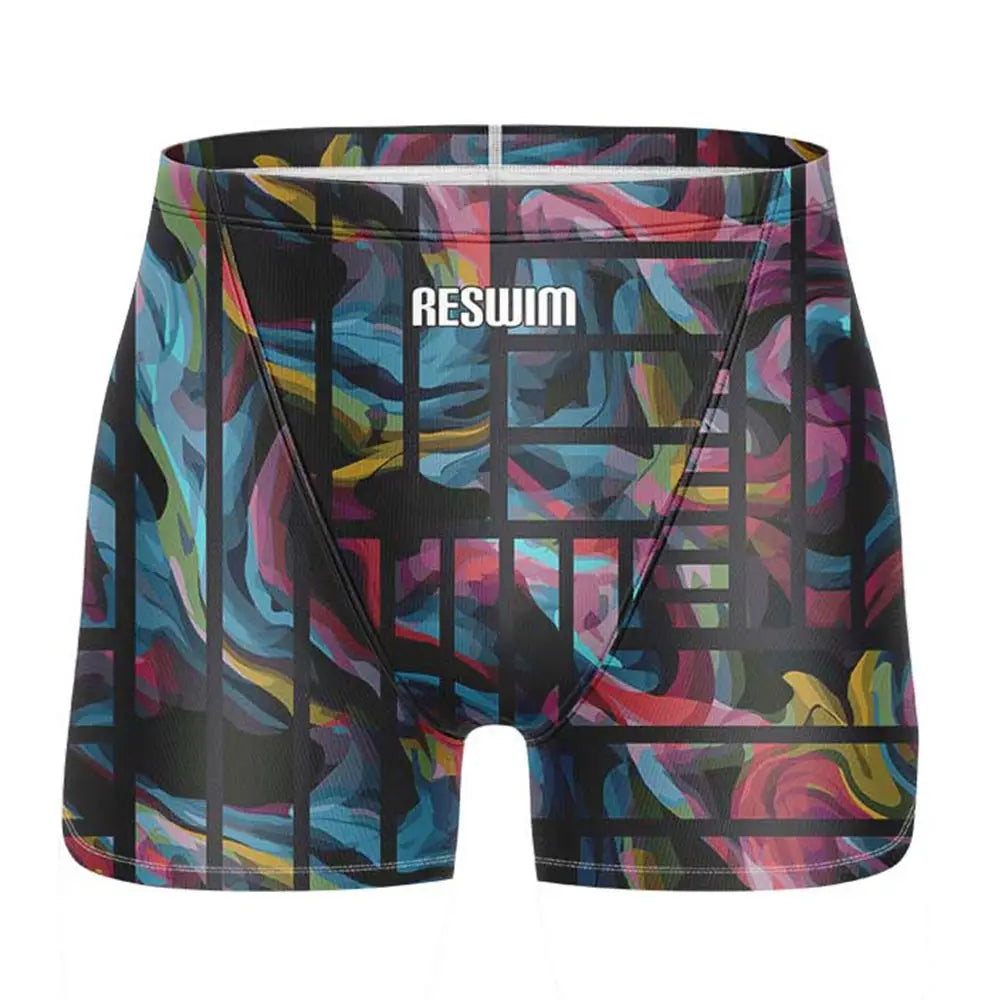 Men's Swimming Trunks Swim Jammer Swimsuit Shorts Athletic Training Swimwear Summer Beach Tights Surfing Pants Bathing Suit
