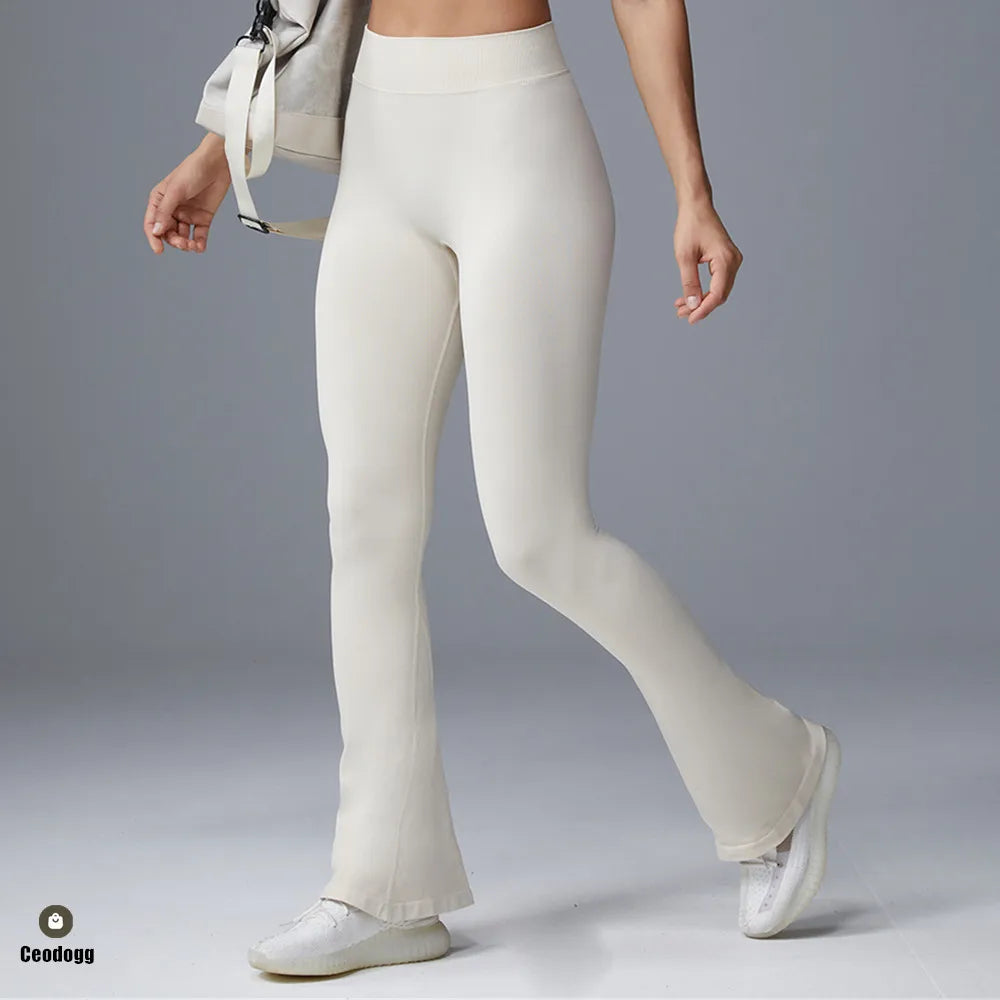 Flare Leggings Yoga Pants Women Bell-bottoms Tights High Waist Fitness Stretch Gym Workout Casual Sports Push Up Wide Legs