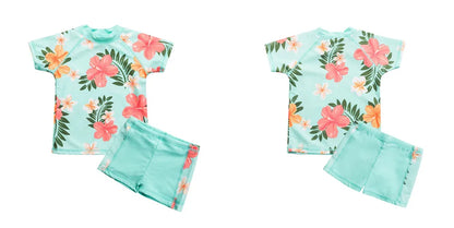 Wishere Girls Swimsuit Children's Rashguard Short Sleeves Baby Bathing Suit Kids Swimwear Summer Swimming Sunsuit
