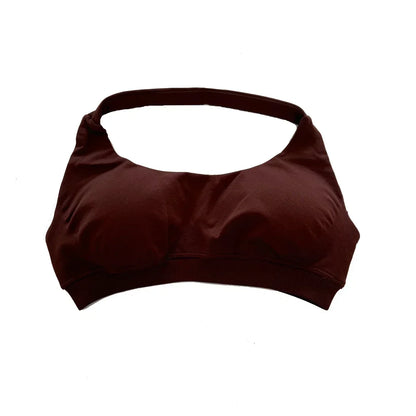 Halter Sports Bra for Women Neck Strap Bra Seamless Open Back Top Medium Support Gym Crop Top Stretchy Sportswear