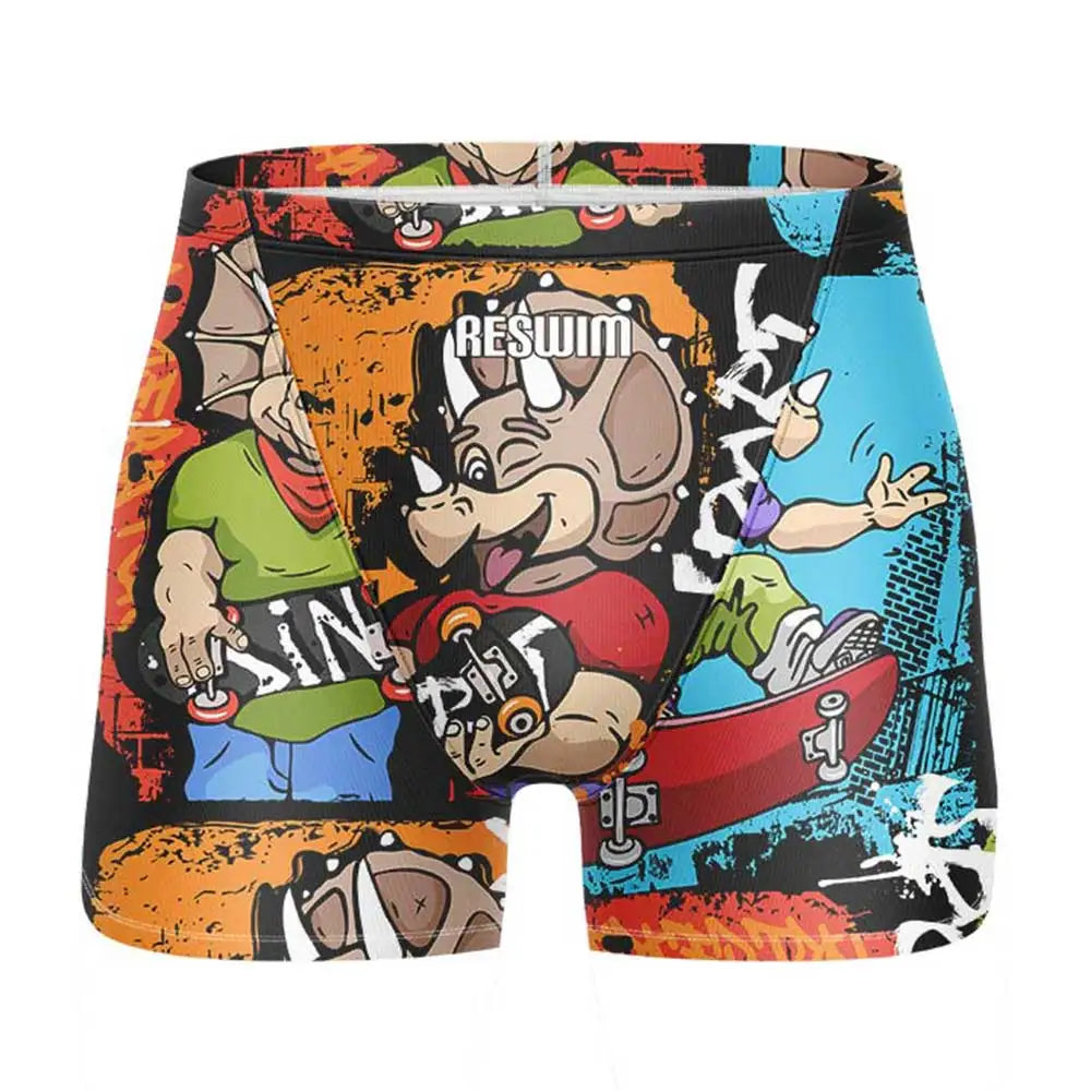 Swim Boxers Summer Men's Swimm Shorts Jammer Swimsuit Short Chlorine Resistant Swimwear Swimming Trunks Beach Tights Gym Surfing Pants