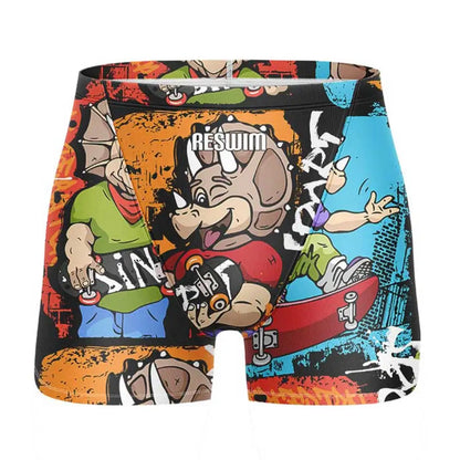Swim Boxers Summer Men's Swimm Shorts Jammer Swimsuit Short Chlorine Resistant Swimwear Swimming Trunks Beach Tights Gym Surfing Pants