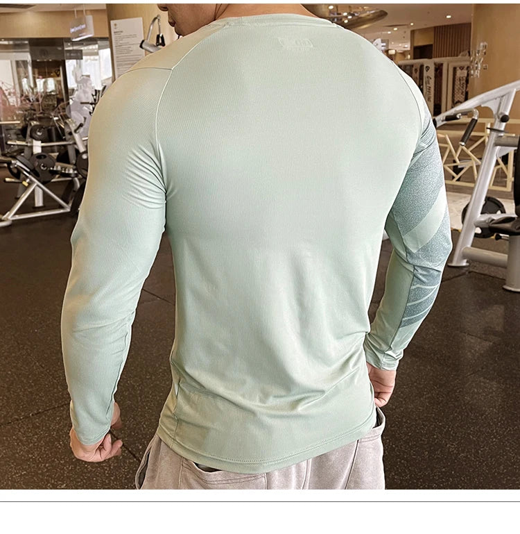 Men Fitness Compression Sport Shirt High Quality Running Long Sleeve Upper Clothing Crew Neck Sweatshirt Male Rash Guard Wicking