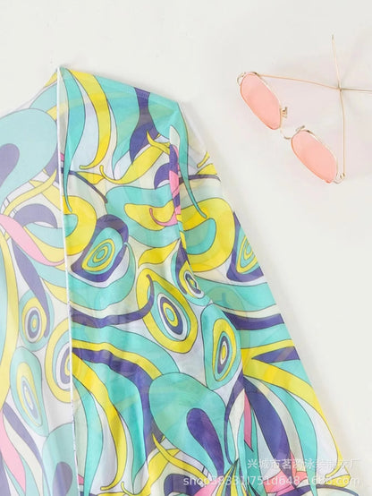 Summer Print Bikinis Swimwear Female Swimsuit Beachwear Push Up Three-Piece Bikini Set Women Swimming Bathing Suit