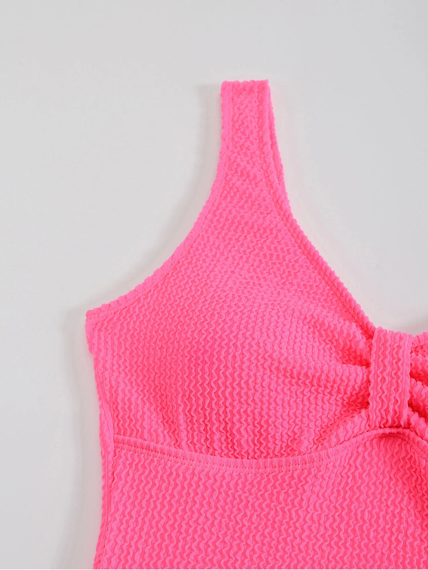 Womens One Piece Swimsuit Swim Leotard Sleeveless Low U Back Soft Cup Textured Monokini Bathing Suit for Beach Tropical Travel
