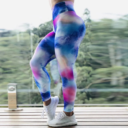 Women Tie-Dye Gym Leggings Seamless Push Up Pants Sports Fitness High Waist Workout Yoga Leggings Gym for Women