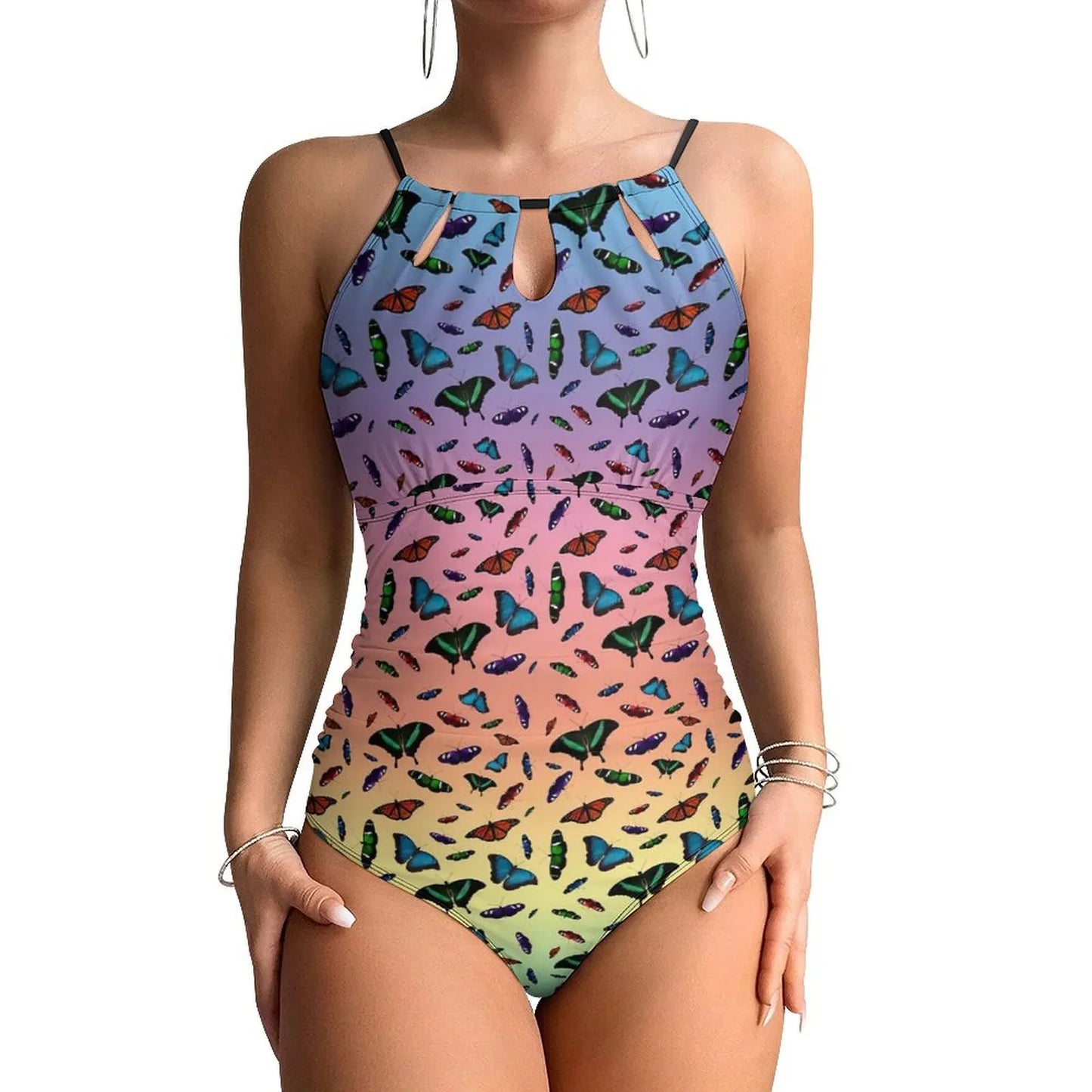 Blue Butterfly Swimsuit Cute Animal Push Up Swimwear One Piece Beach Bathing Suits Swimsuits Sexy Design Beachwear Plus Size XXL