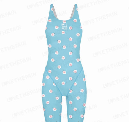 Girls Love The Pain Interesting Print Swimwear Competitive Swimming One Piece Swimsuit Knee Length Bathing Suit Beach Wear