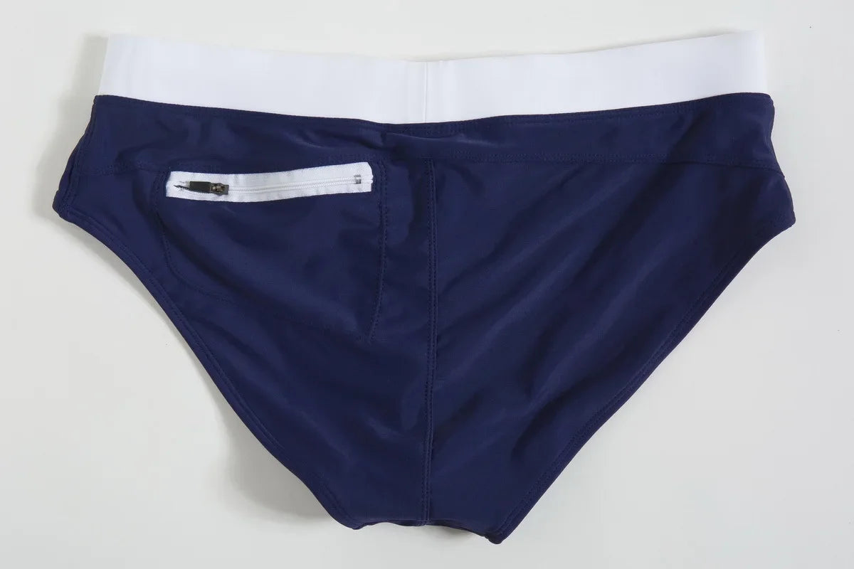 Swimwear Man Back Zipper Swim Trunks Beach Shorts Surfing Shorts Swimming Briefs