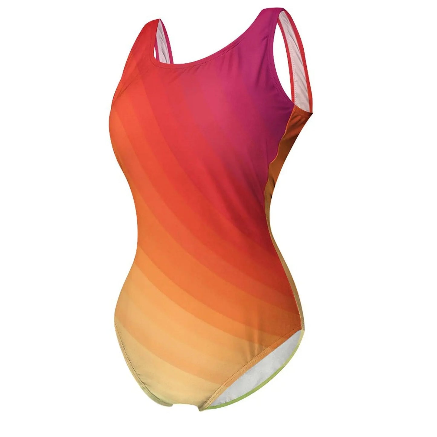 Bright Rainbow Swimsuit Abstract Art Push Up Swimwear One-Piece Vacation Bath Bathing Suit Bodysuit Design Beachwear Large Size