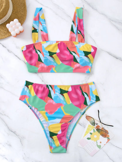 High Waist Bikinis Strappy Swimsuit Women Color Block Swimwear Female Bathers Bathing Swimming Swim Suit Beachwear