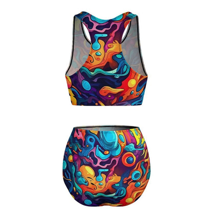 Abstract Graffiti Doodle Print Bikini Swimsuit High Waist Bikinis Set Women Modern Swimwear Push Up Custom Feminine Bikinis