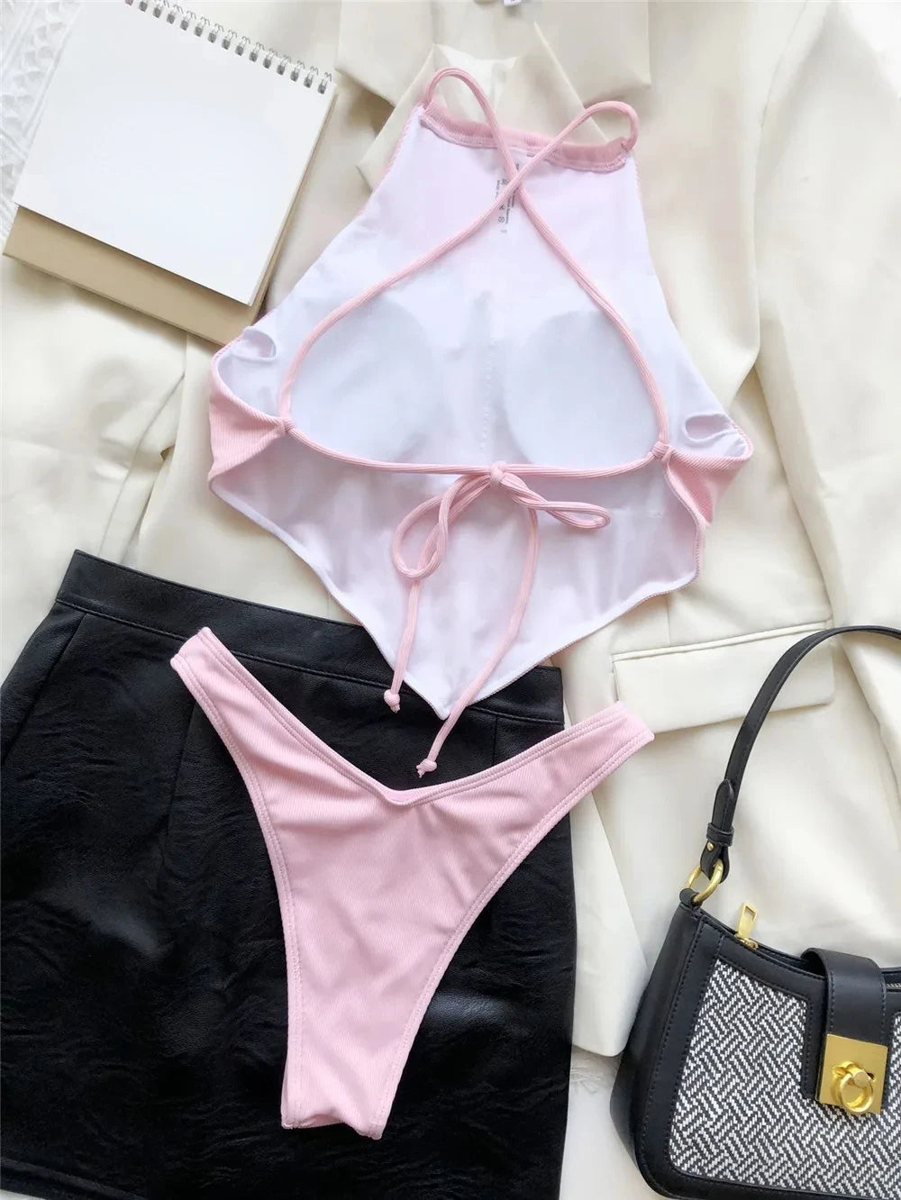 Halter Bandana Bikinis Set Swimwear Women Thong Swimsuits Backless Bathing Suit Bikini Swim Wear Summer