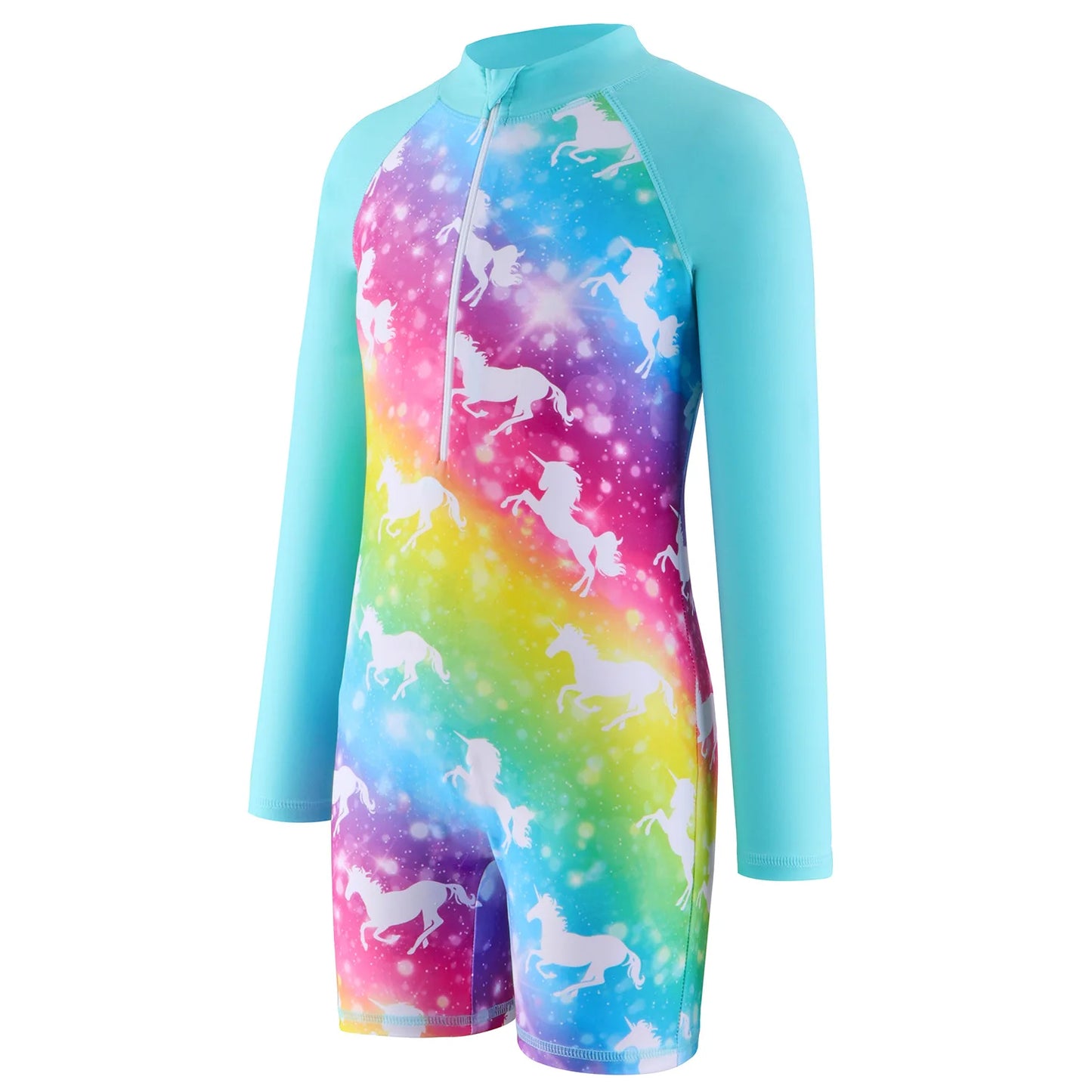 Kids 1-Piece Swimsuit For Girl's Quick Dry Long Sleeve Rash Guard Swimming Suit Pool/ Beach Girl's Swimwear Age 2 To 10 Years