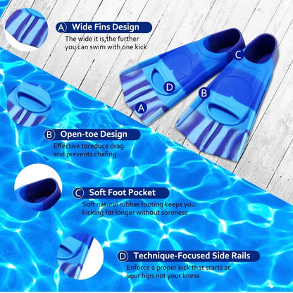 Silicone Swimming Flippers Snorkel Fins Short Frog Shoes Professional Training Breaststroke Scuba Diving Snorkel Men Women