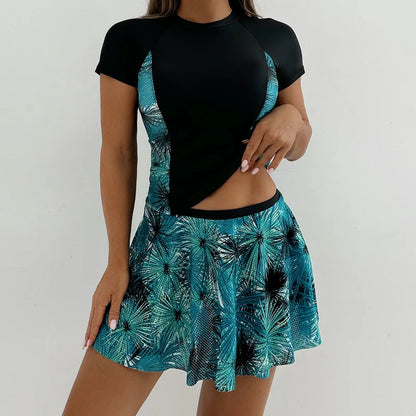 Tankini Summer Print Swimsuit With Skirt Female Swimwear Push Up For Beach Swim Wear Two-Piece Bathing Suits Pool Women's Swimming Suit
