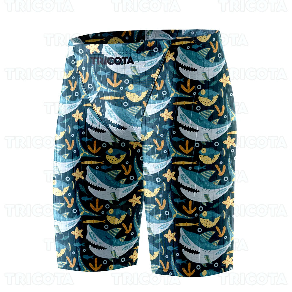 Summer Men Jammer Swimming Trunks Endurance Athletic Training Swim Shorts Outdoor Beach Quick Dry Tight  Jammers Surfing Trunks