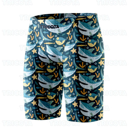 Summer Men Jammer Swimming Trunks Endurance Athletic Training Swim Shorts Outdoor Beach Quick Dry Tight  Jammers Surfing Trunks