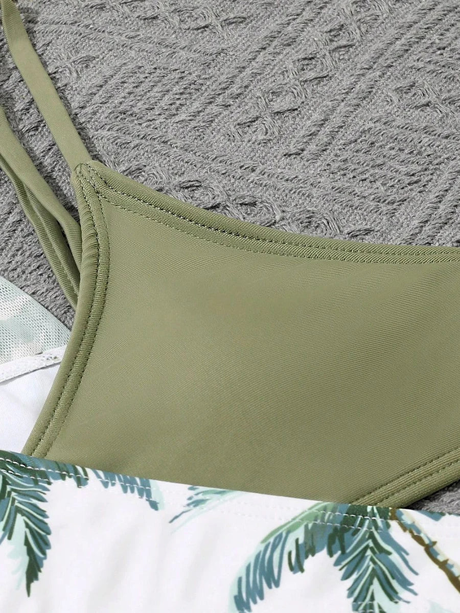 Print Cross 4 Pieces Bikini Girls Swimsuit Kids Swimwear Female Children's Bathers Bathing Swimming Swim Suit Beachwear