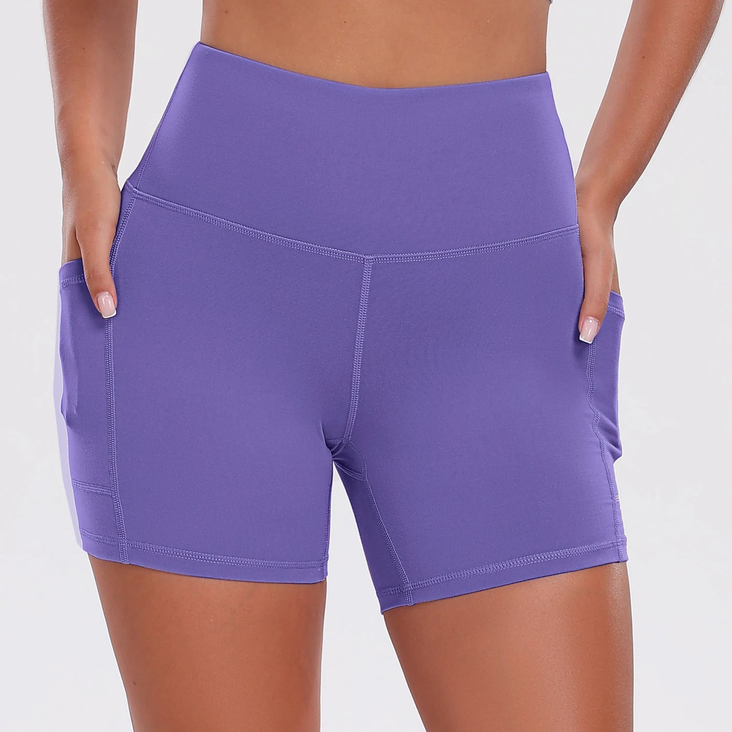 Women Shorts with Pockets Tummy Control Butt Lifting Cycling Tights Stretchy Slim Gym Sports Shorts Summer Casual Wear