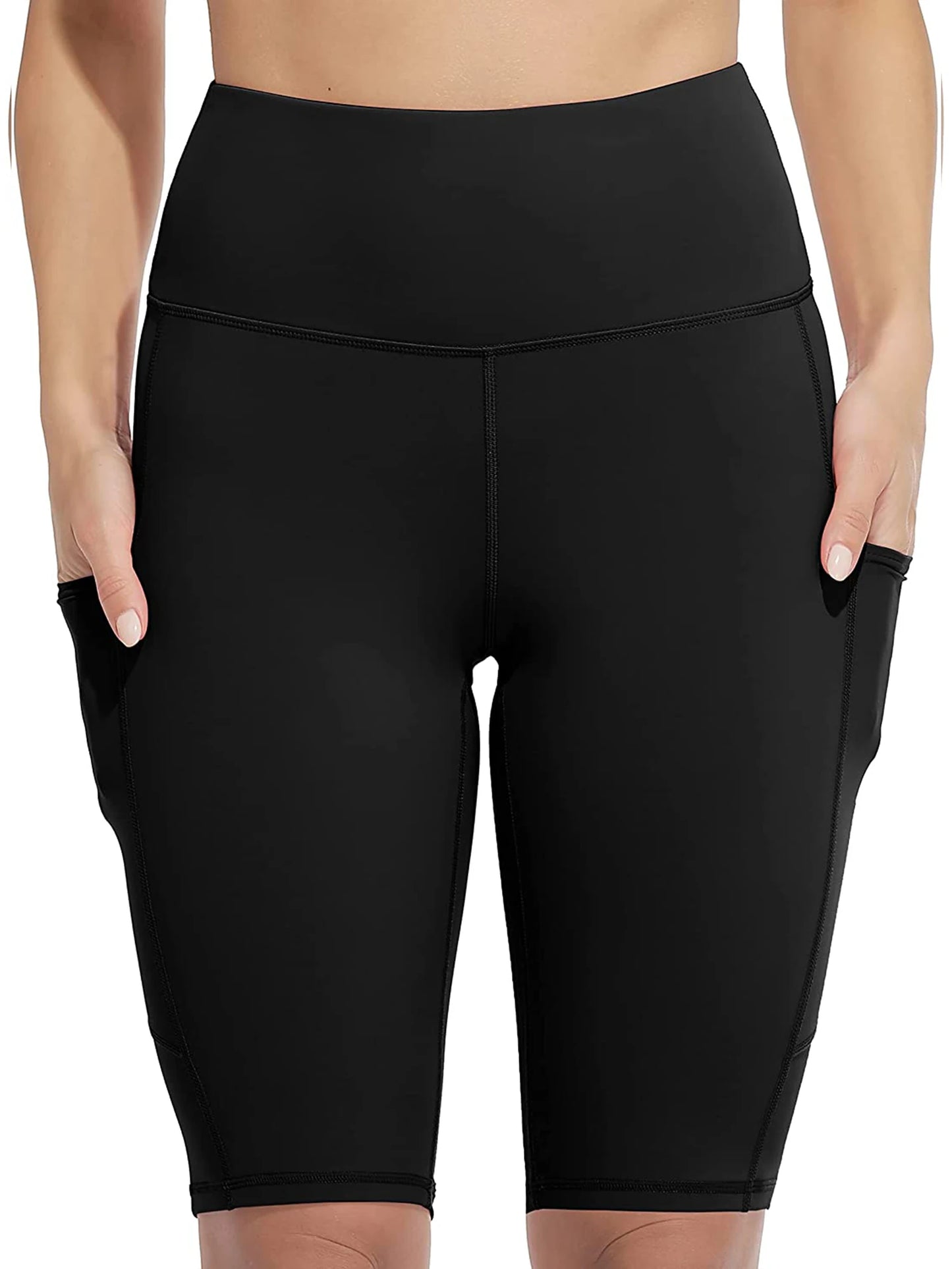 Anfilia Women Yoga Shorts Jogging  Running Sports Shorts  High-waist with Side Pockets Workout Shorts