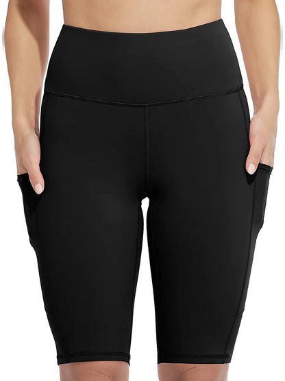 Anfilia Women Yoga Shorts Jogging  Running Sports Shorts  High-waist with Side Pockets Workout Shorts
