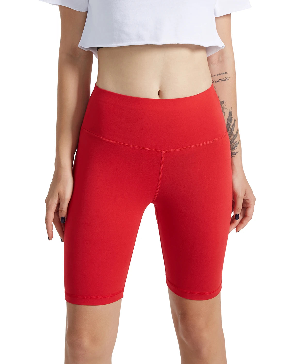 Women's High Waisted Biker Shorts Tummy Control Yoga Workout Tights Stretchy Athletic Shorts for Running Cycling Casual Wear