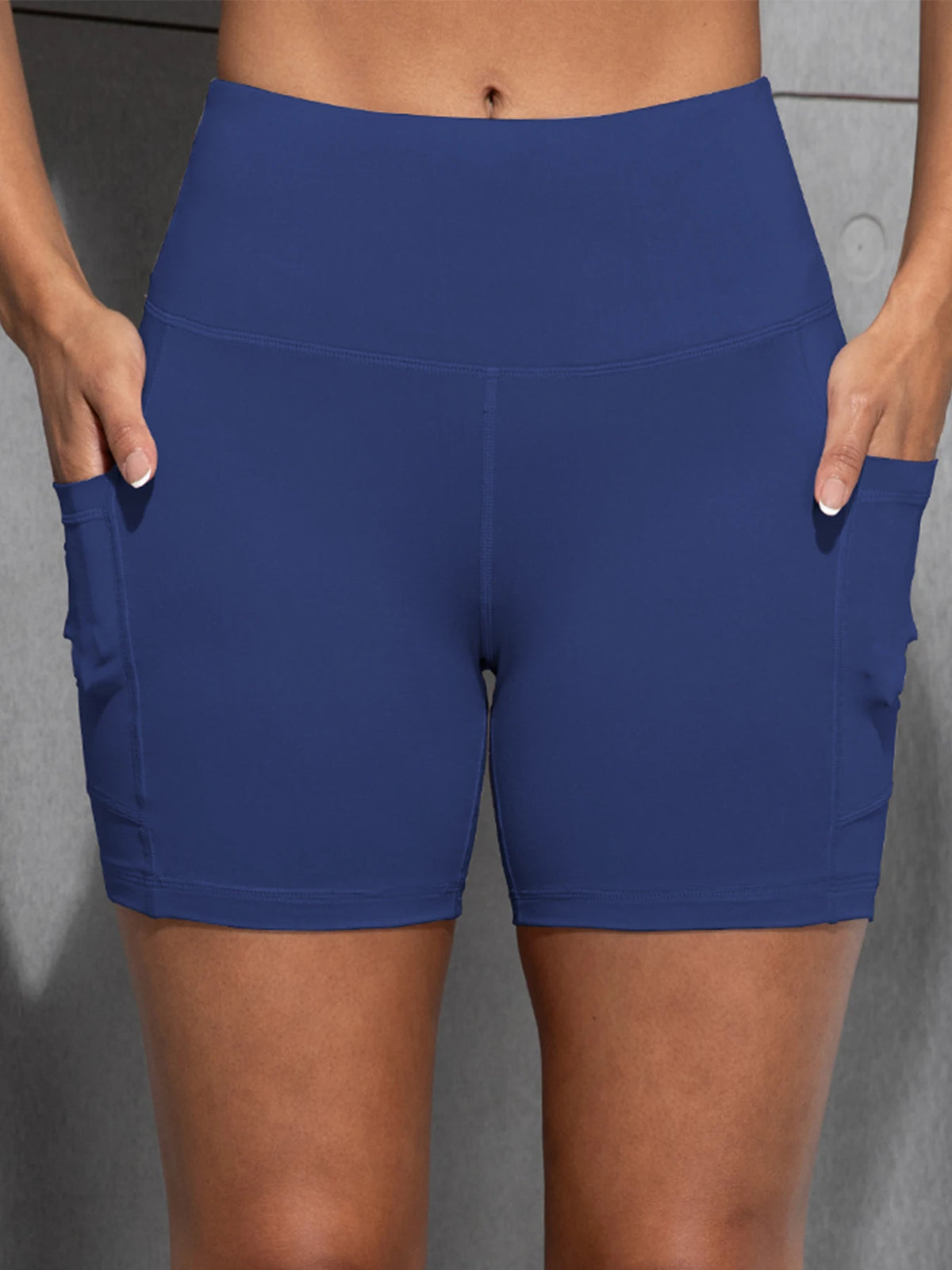 Yoga Shorts with Pockets High Waist Butt Lifting Cycling Tight Elastic Slim Running Fitness Women Shorts Sportswear
