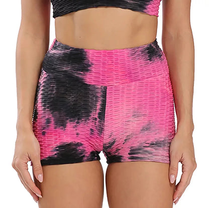 High Waist tie-dye Yoga Shorts Marble Scrunch Butt Biker Shorts Leggings Gym Fitness Pants Running Stretch Training Pants