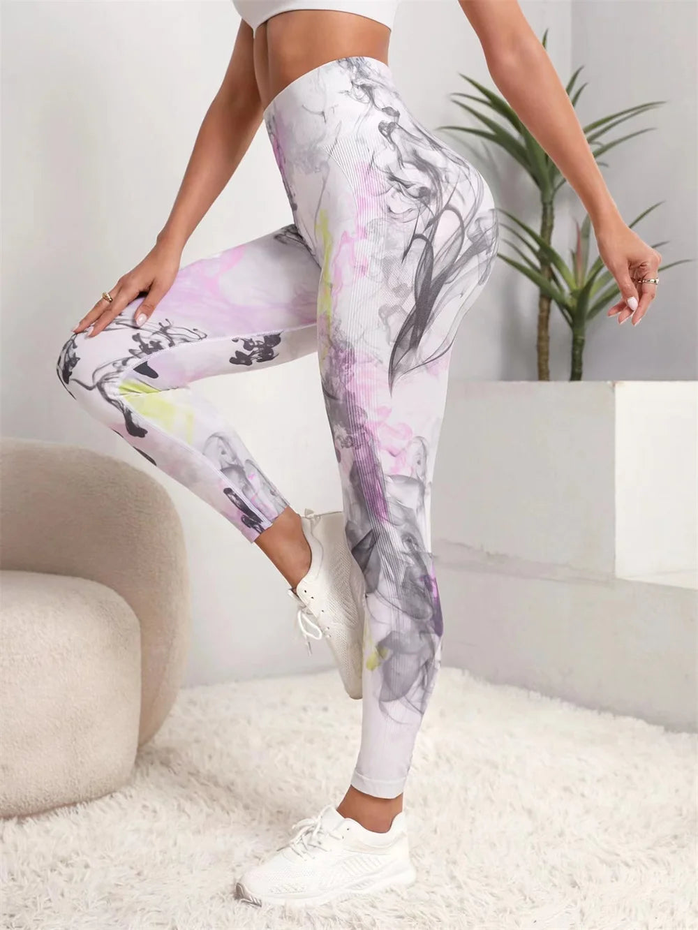 3D tie dye printed sports pant womens running jumpsuit fitness high waisted push-pull jumpsuit sportswear y2k training socks