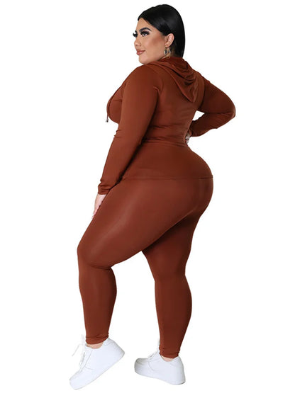 Wmstar Plus Size Two Piece Outfits Women Hoodies Sweatsuit Leggings Pants Sets Solid Stretch Matching
