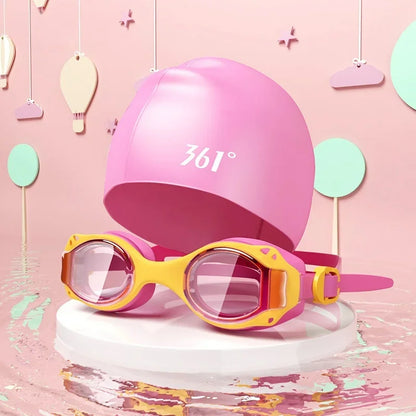 Colorful Kids Swimming Goggles Adjustable HD Waterproof Anti Fog Water Sports Swimming Cap Eyewear for Children