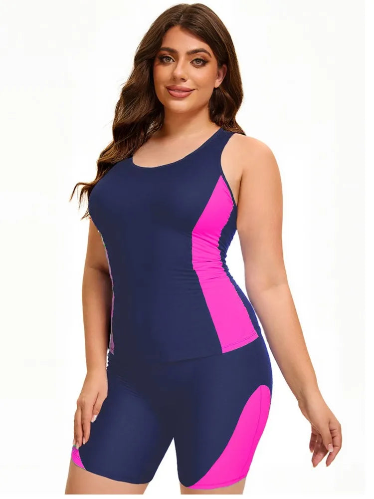 Plus Size  Swimsuit Women's Push Up Large Size Swimsuit Big Size Tummy Control Swimwear Boy Leg