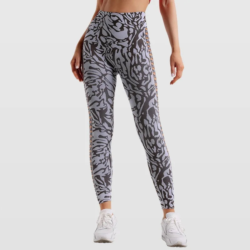 Nadanbao Women's Seamless High Waist Pants Jacquard Peach Hip Slim Leggings Stretchy Hollow Bottoms Sports Fitness Yoga Trousers