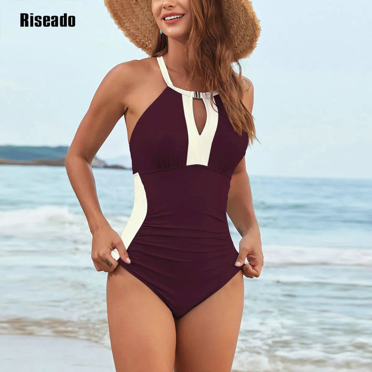 One Piece Swimsuit Cut Out Bodysuit Leopard Print Luxury Swimwear Woman Female Beach Belly Control