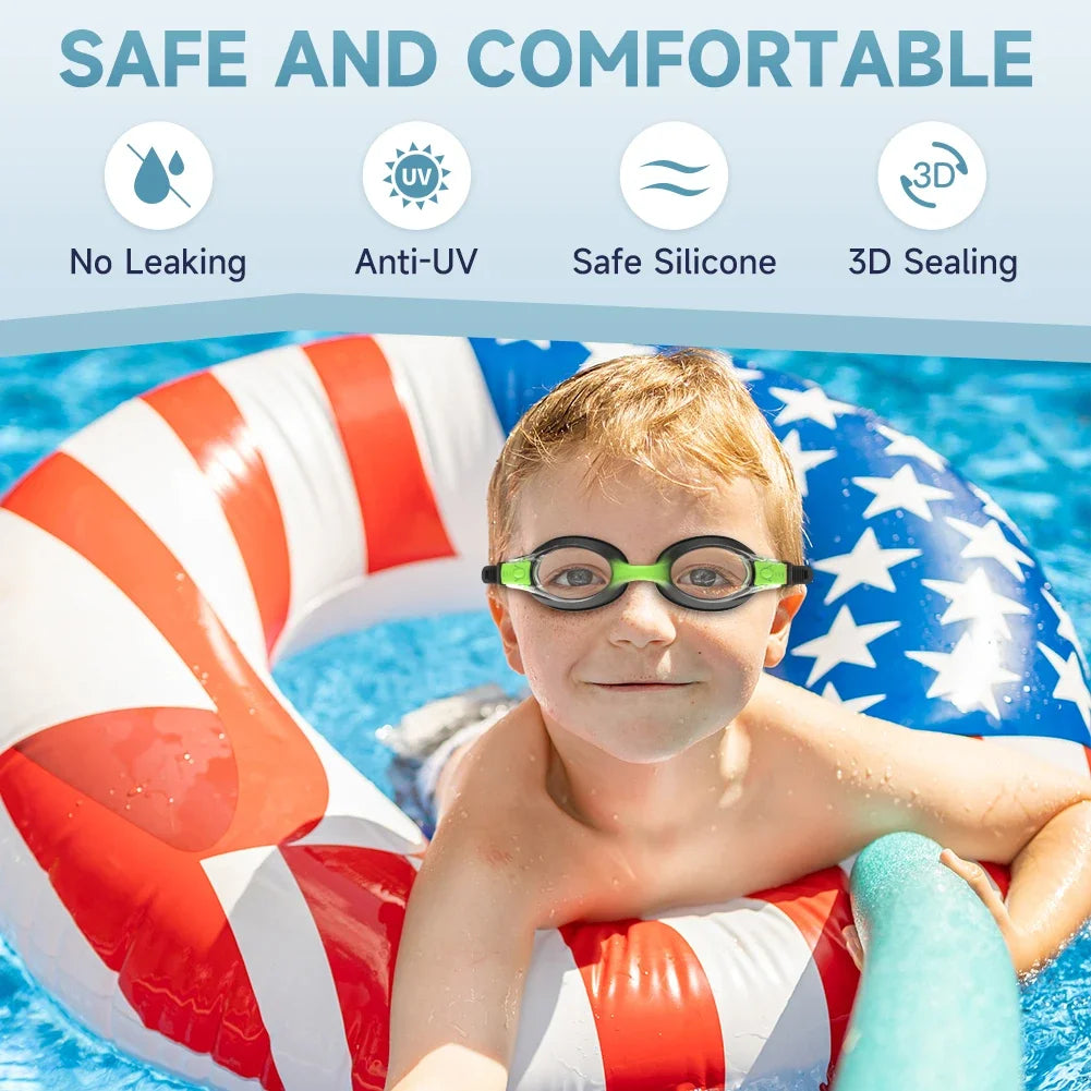Findway Child Swimming Glasses Upgrade Waterproof Anti Fog UV  Professional Diving Swimming Glasses Eyewear Kids for Age 3-10