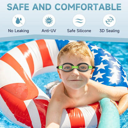 Findway Child Swimming Glasses Upgrade Waterproof Anti Fog UV  Professional Diving Swimming Glasses Eyewear Kids for Age 3-10