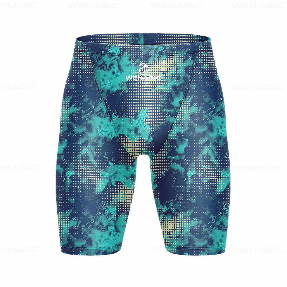 Men's Swimming Jammer Swimwear Endurance Athletic Training Swimsuit Summer Beach Swimming Trunks Diving Surf Tight Shorts