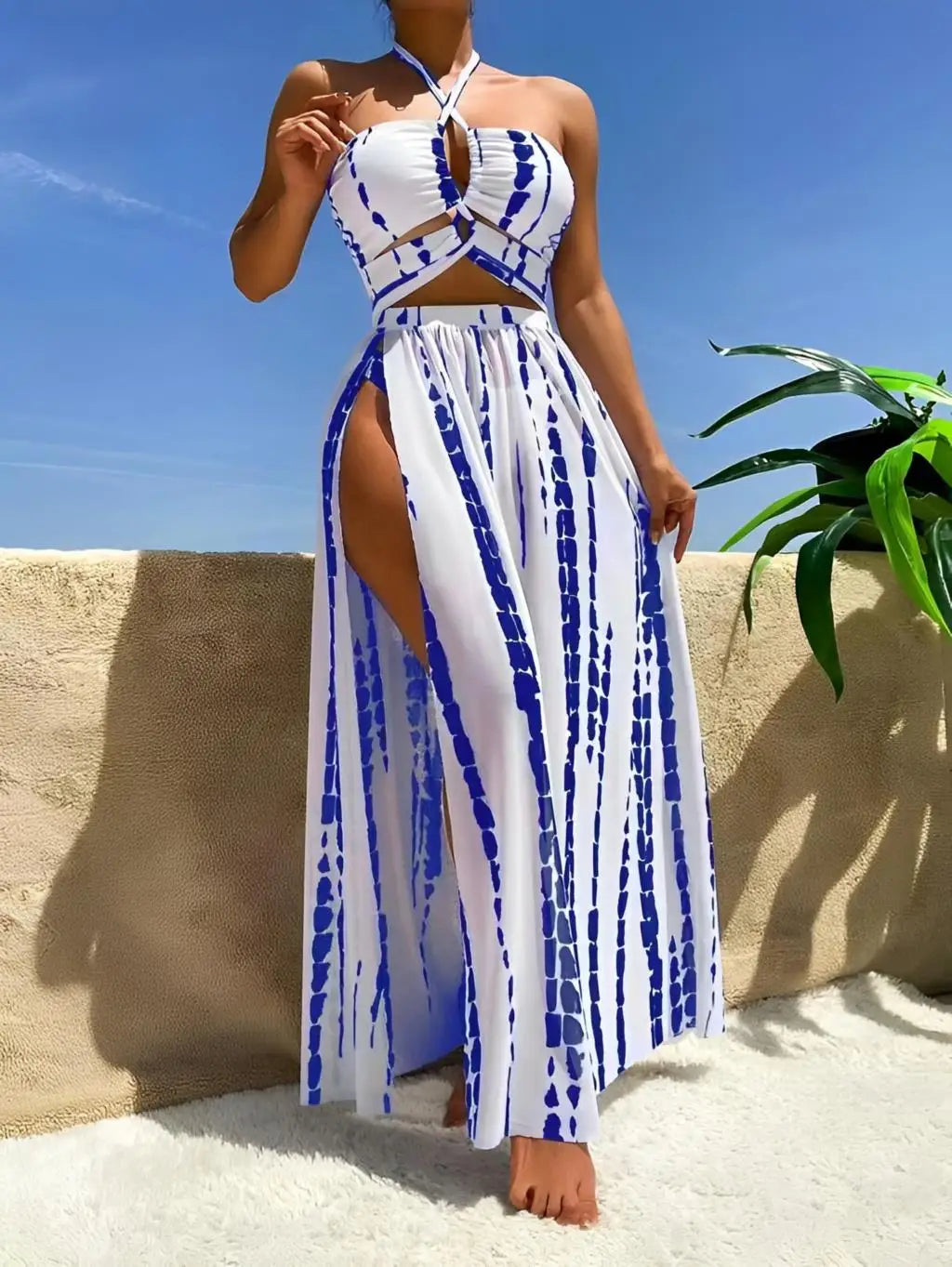 3 Pieces Halter Bikini Swimsuit Women & Beach Skirt Swimwear Female Bathers Bathing Swimming Swim Suit Beachwear