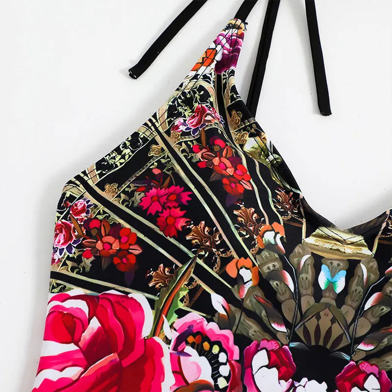 Printed Swimsuit Women One Piece Straped Swimwear Bathers Bathing Swim Suit Beachwear Swimming Summer Bodysuit