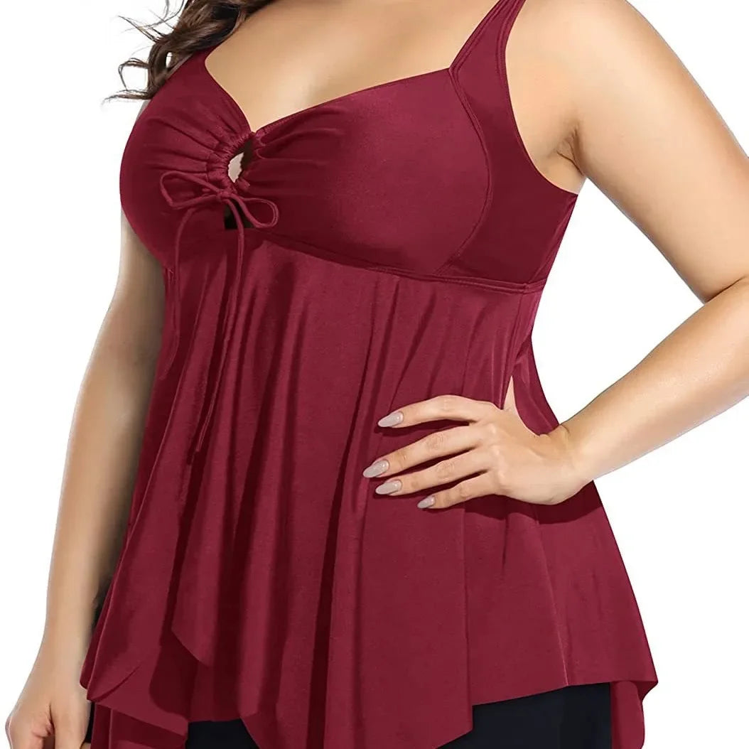 Women's Two-Piece Swimsuit Tankini Set Moderate Coverage Abdomen Control Separate Top And Shorts plus Size Swimming Costume